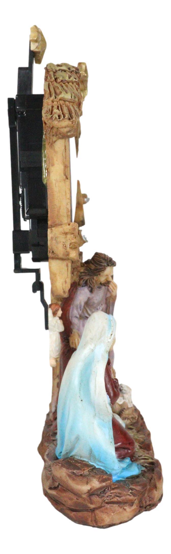 Ebros Gift Holy Family Nativity Mary Joseph And Baby Jesus In Manger Pendulum Table Clock