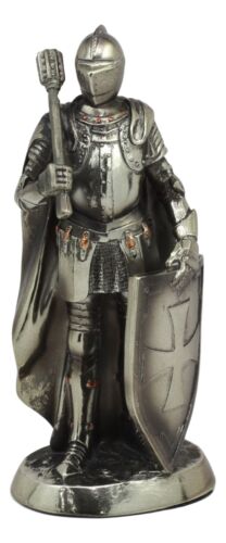 ebros gift Holy Roman Empire Crusader Knight With Morning Star Club And Shield Statue 7"H