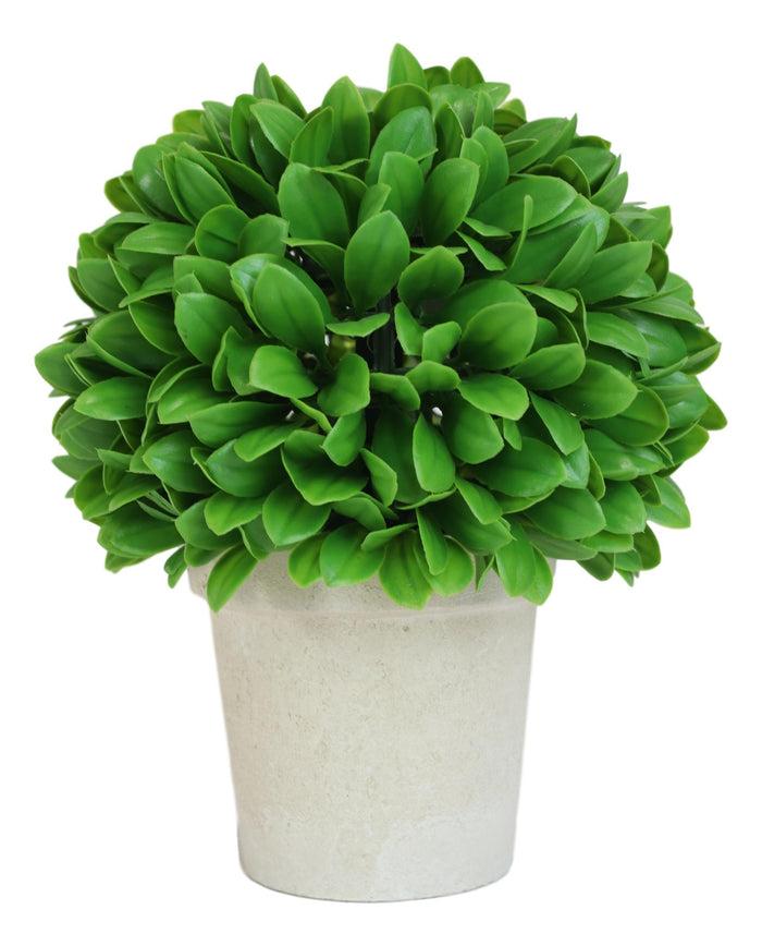 Ebros Gift Home And Garden 10"H Green Artificial Faux Boxwood Topiary Ball In Vase Pot
