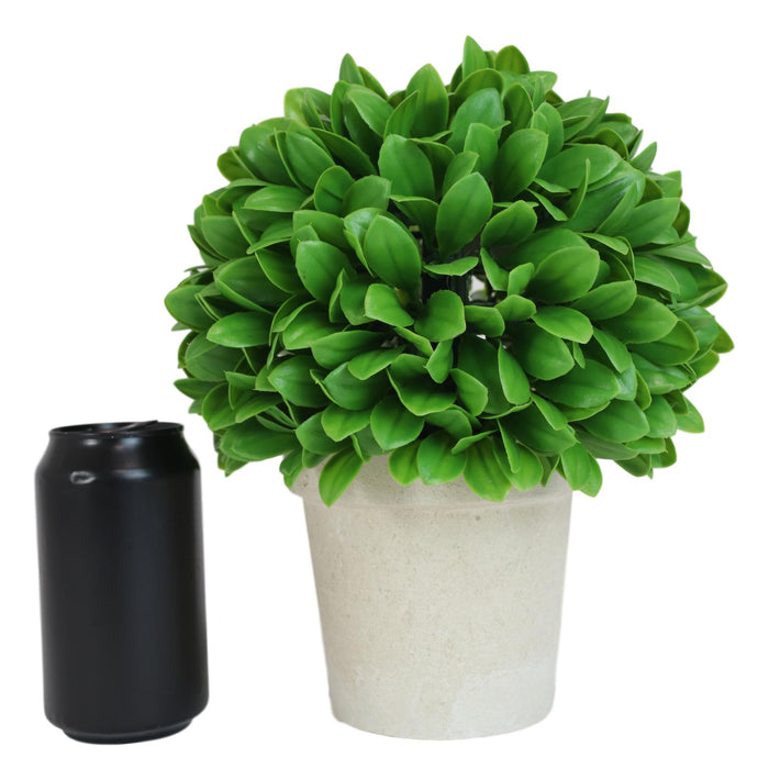 Ebros Gift Home And Garden 10"H Green Artificial Faux Boxwood Topiary Ball In Vase Pot