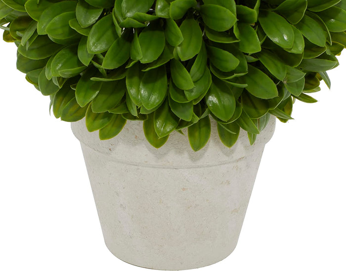 Ebros Gift Home Garden 12"H Green Artificial Faux Foliage Boxwood Topiary Ball In Vase Pot