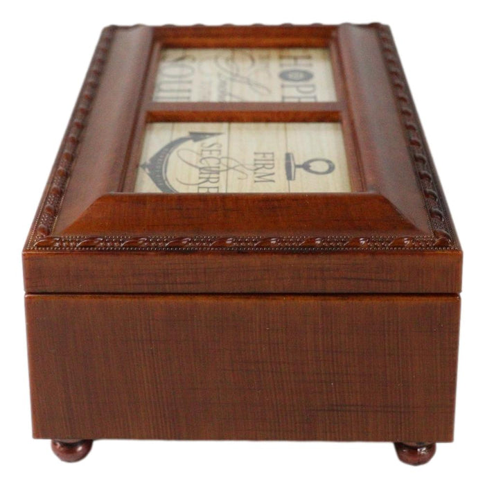 Ebros Gift Hope Is An Anchor To The Soul Polished Rope Trimmed Burlwood Musical Trinket Box