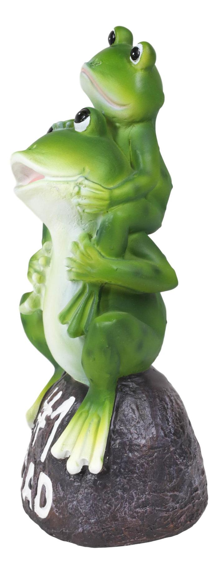 Ebros Gift Hoppy Daddy World's No #1 Dad Piggybacking Frog Family On Boulder Rock Figurine