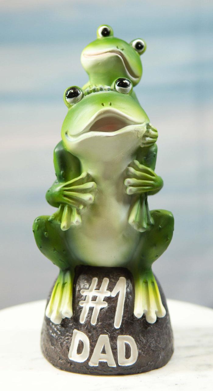 ebros gift Hoppy Daddy World's No #1 Dad Piggybacking Frog Family On Boulder Rock Figurine