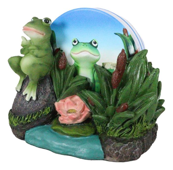 Ebros Gift Hoppy Hour Whimsical Green Frog Lily Pad Pond Coaster Holder And 4 Coasters Set