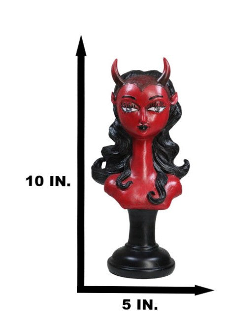 Ebros Gift Horned Lilith Hell Demon Devil Queen Bust Figurine With Green LED Light Up Eyes