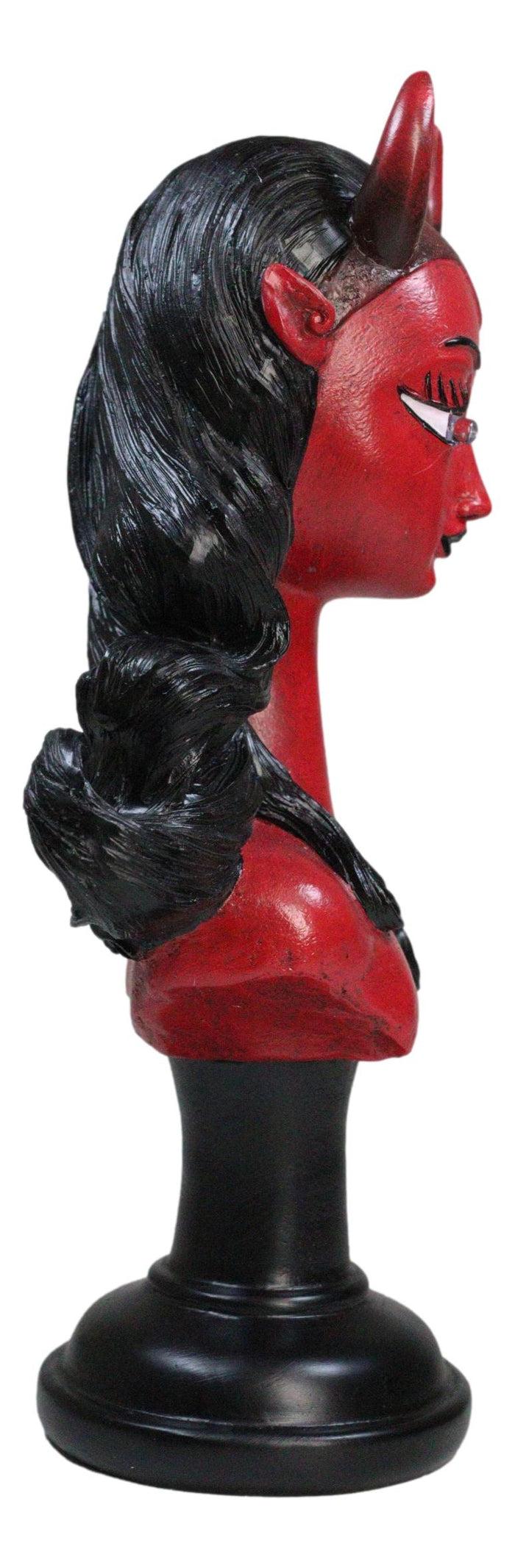 Ebros Gift Horned Lilith Hell Demon Devil Queen Bust Figurine With Green LED Light Up Eyes