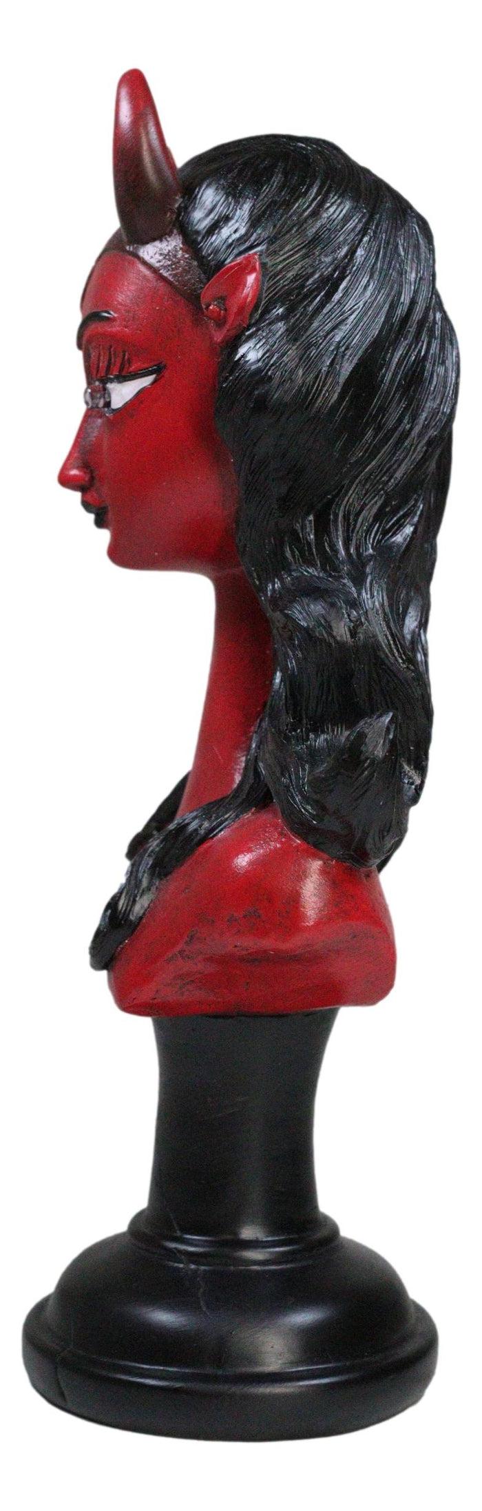 Ebros Gift Horned Lilith Hell Demon Devil Queen Bust Figurine With Green LED Light Up Eyes