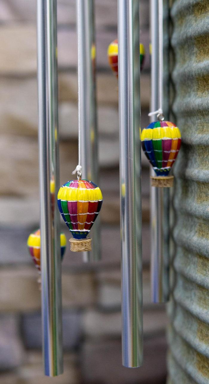 Ebros Gift Hot Air Balloon Aircraft With Wicker Basket Above Clouds Wind Chime Figurine