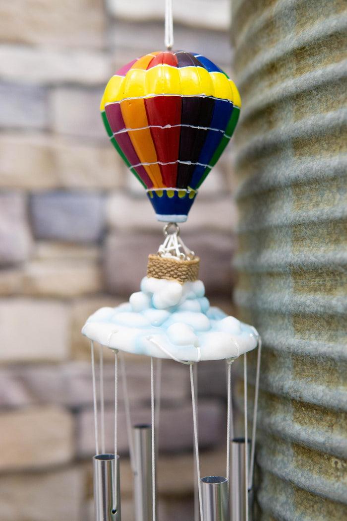 Ebros Gift Hot Air Balloon Aircraft With Wicker Basket Above Clouds Wind Chime Figurine