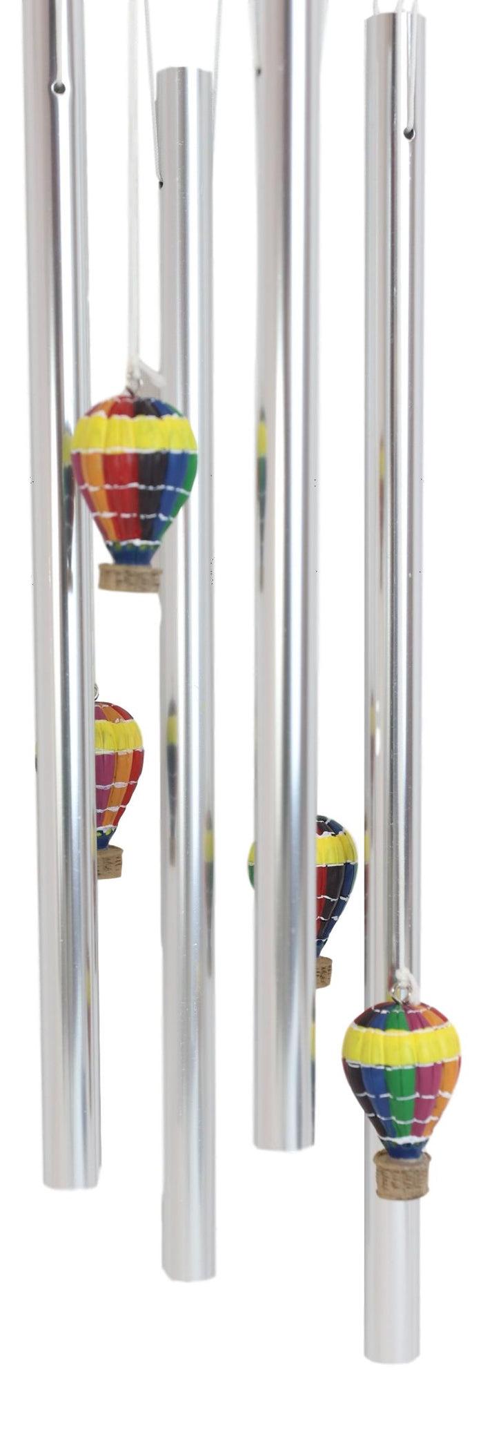 Ebros Gift Hot Air Balloon Aircraft With Wicker Basket Above Clouds Wind Chime Figurine