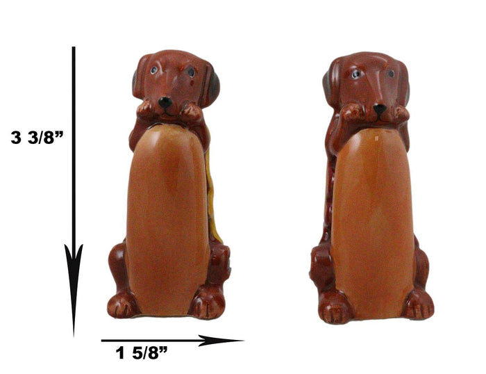 Ebros Gift Hot Dog Wieners Dachshund Dogs In Ketchup Mustard Buns Salt Pepper Shakers Set
