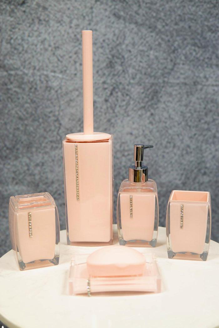 ebros gift Hot Pink Austrian Crystals 6 Piece Chic Bathroom Vanity Accessories Gift Set