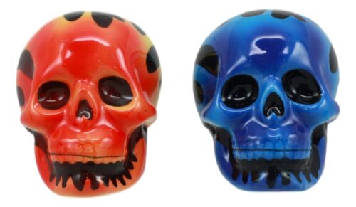 Ebros Gift Hot Rod Flaming Inferno Skulls Ceramic Salt Pepper Shakers Fire El Diablo
