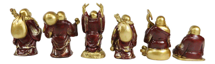 Ebros Gift Hotei Buddha Monks Miniature Figurine Set With Rocky Mountain Temple Display