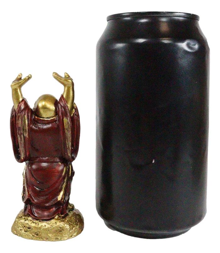 Ebros Gift Hotei Buddha Monks Miniature Figurine Set With Rocky Mountain Temple Display