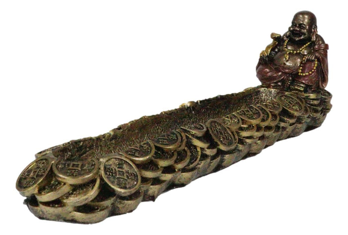 Ebros Gift Hotei Lucky Fortune Buddha Maitreya Holding Prayer Beads Incense Holder Figurine