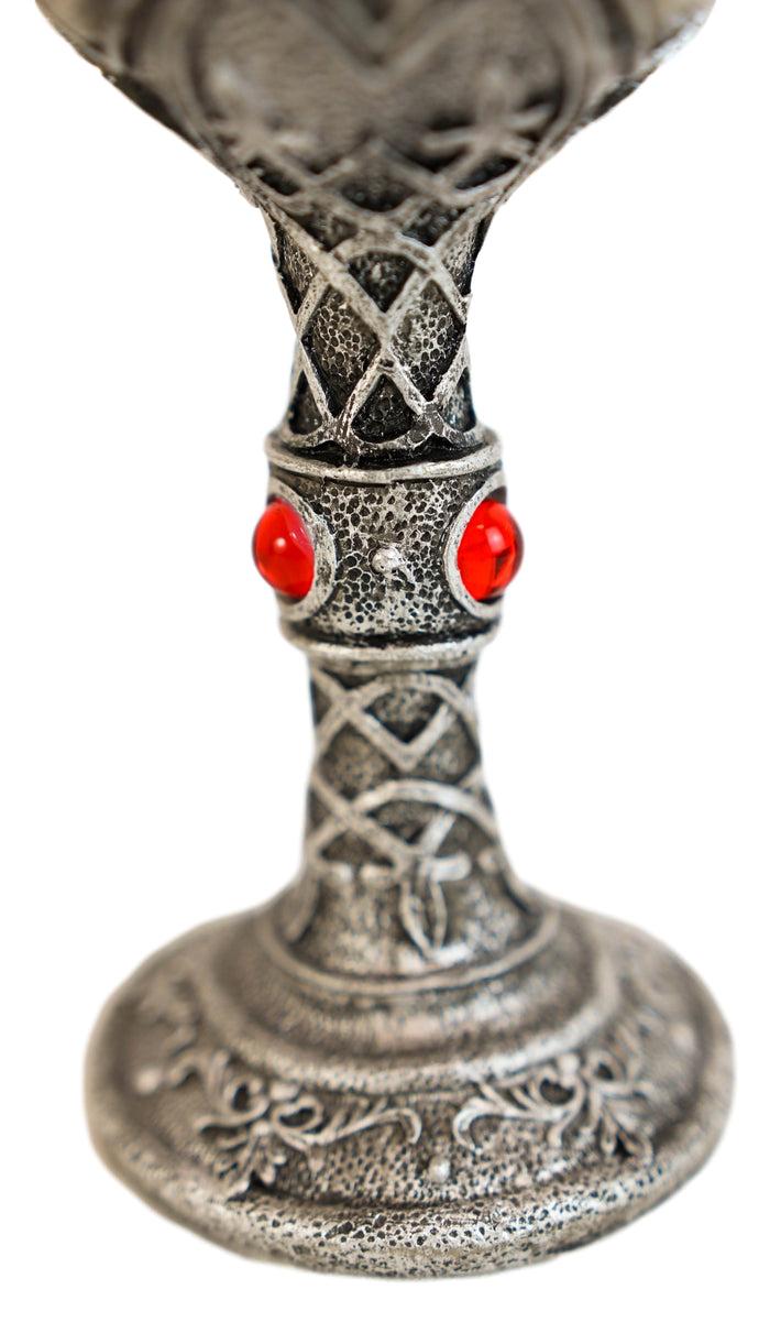 Ebros Gift Howling White Wolf In Starry Night Wine Chalice Goblet With Celtic Knotwork 7oz