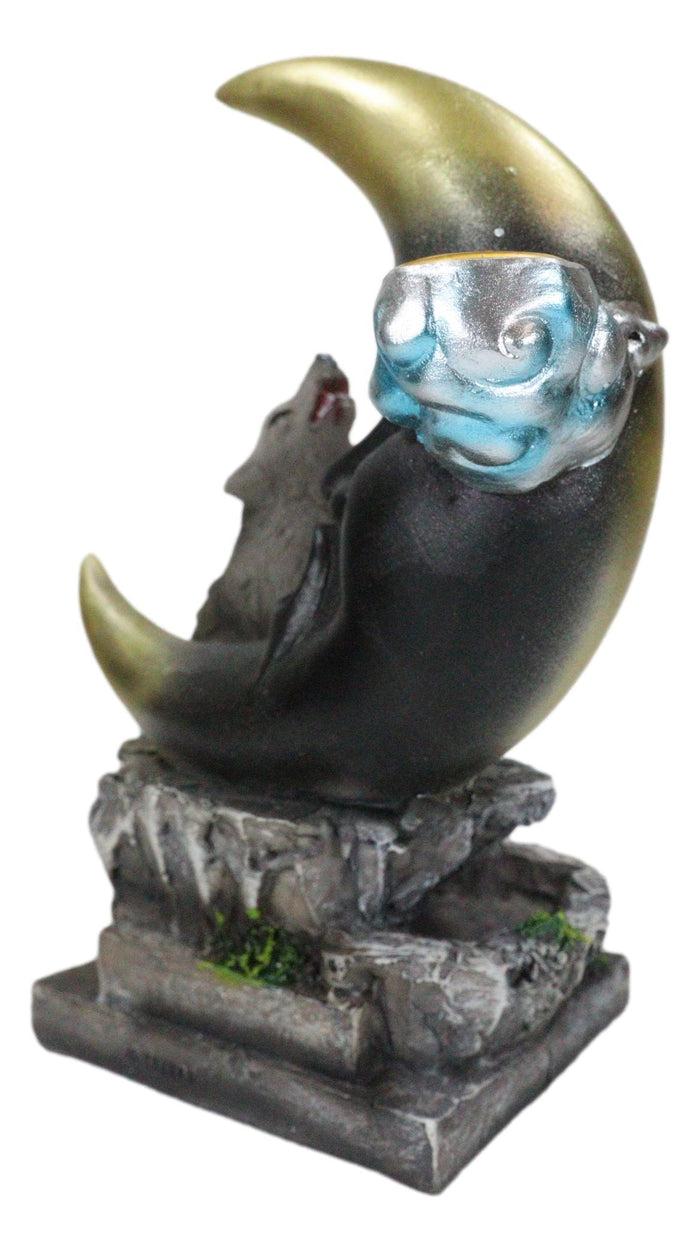 Ebros Gift Howling Wolf Guardian Of The Sacred Crescent Moon Backflow Cone Incense Burner