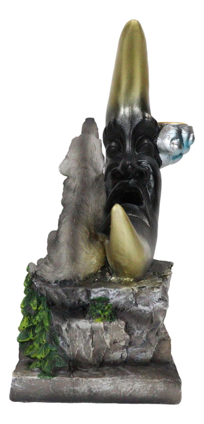 Ebros Gift Howling Wolf Guardian Of The Sacred Crescent Moon Backflow Cone Incense Burner