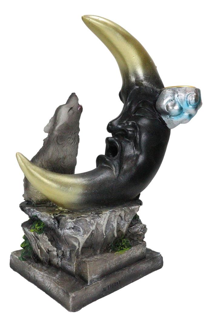 Ebros Gift Howling Wolf Guardian Of The Sacred Crescent Moon Backflow Cone Incense Burner