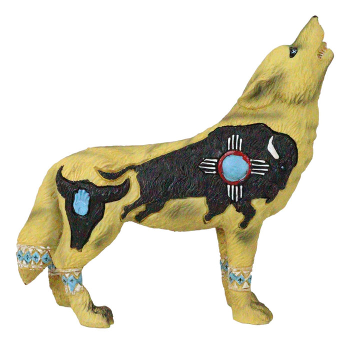 Ebros Gift Howling Wolf Turquoise Buffalo Figurine Tribal Totem Animal Spirit Collection