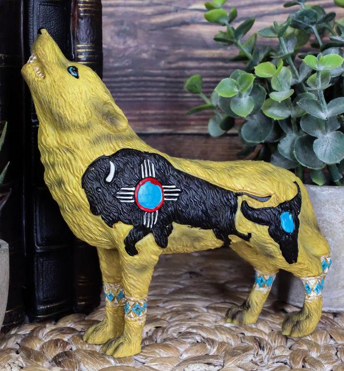 ebros gift Howling Wolf Turquoise Buffalo Figurine Tribal Totem Animal Spirit Collection