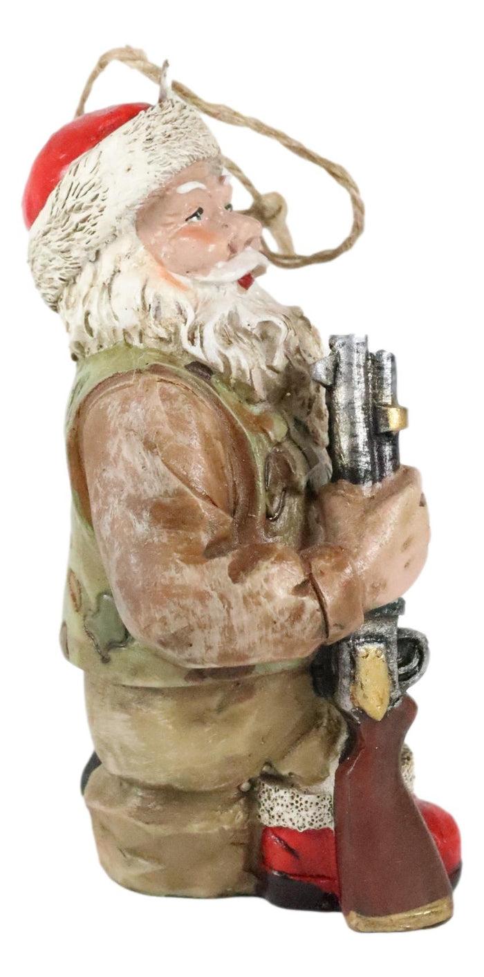 Ebros Gift Hunter Santa Claus W/ Rifle And Black Dog Christmas Tree Hanging Ornament Decor