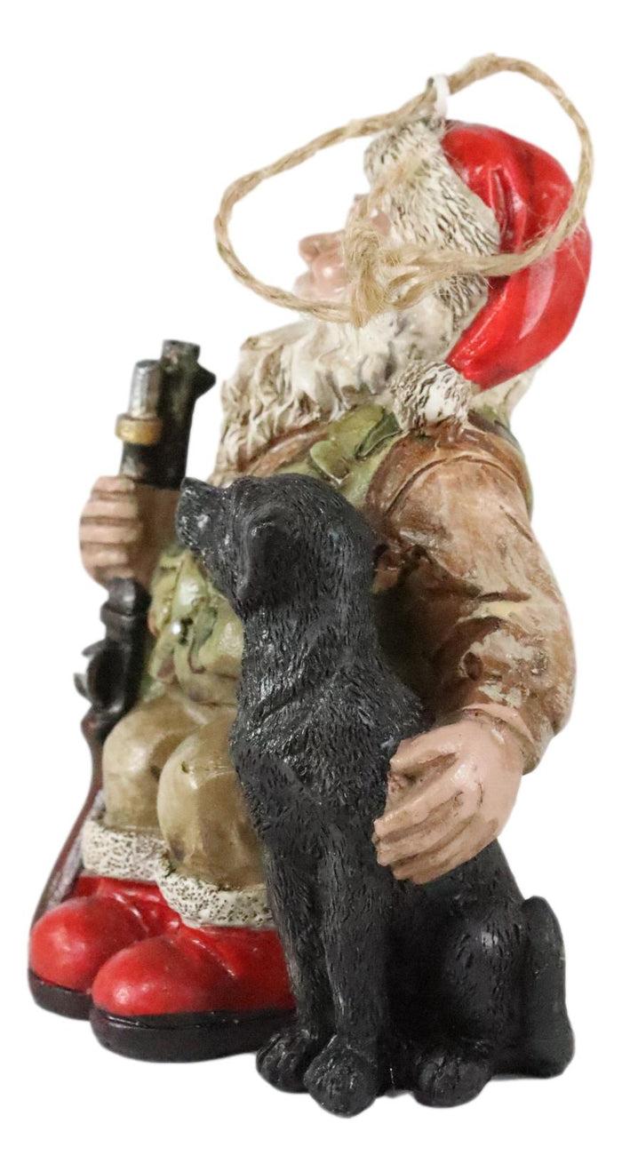 Ebros Gift Hunter Santa Claus W/ Rifle And Black Dog Christmas Tree Hanging Ornament Decor