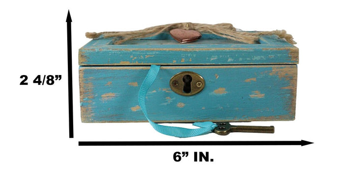 Ebros Gift I Love You Granddaughter Locket Heart Teal Wood Musical Trinket Box 4"X6"