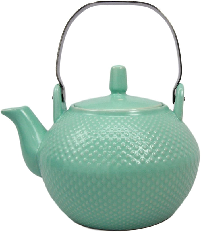 Ebros Gift Imperial Spotted Texture Teapot With Stainless Steel Handle 28oz (Aquamarine Blue)