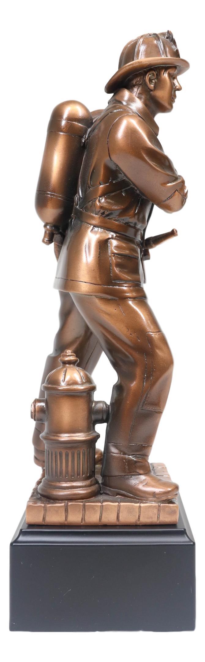 Ebros Gift In Line Of Duty Fireman Carrying Hose By Hydrant Statue 12"H Fire Fighter Decor