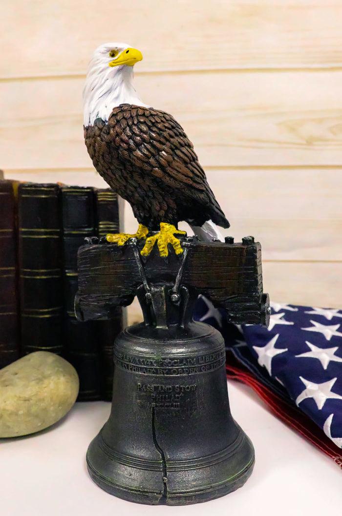 Ebros Gift Independence Day American Patriotic Bald Eagle Perching On Liberty Bell Figurine