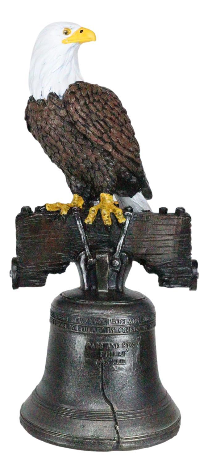 Ebros Gift Independence Day American Patriotic Bald Eagle Perching On Liberty Bell Figurine