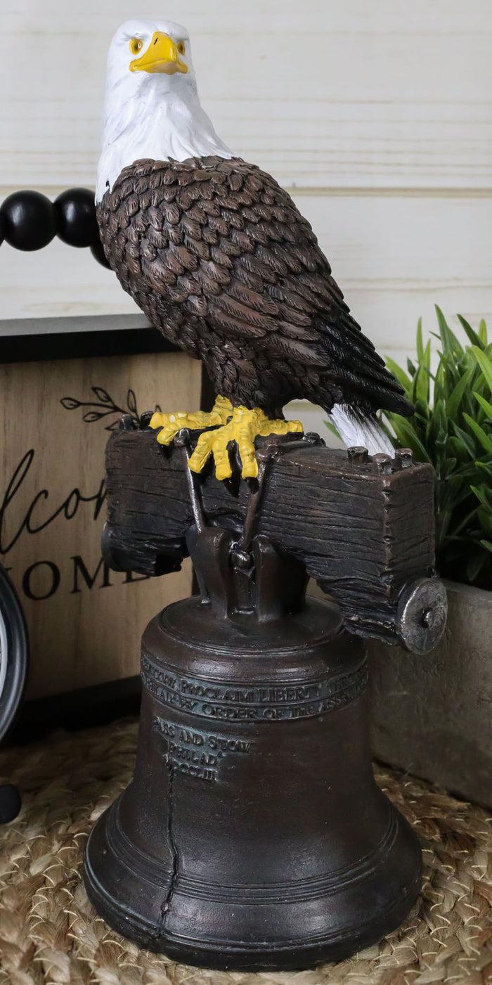 ebros gift Independence Day American Patriotic Bald Eagle Perching On Liberty Bell Figurine