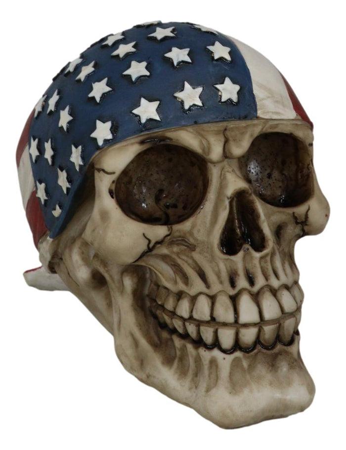 Ebros Gift Independence Day Patriotic US Flag Stars And Stripes Skull Bandana Figurine