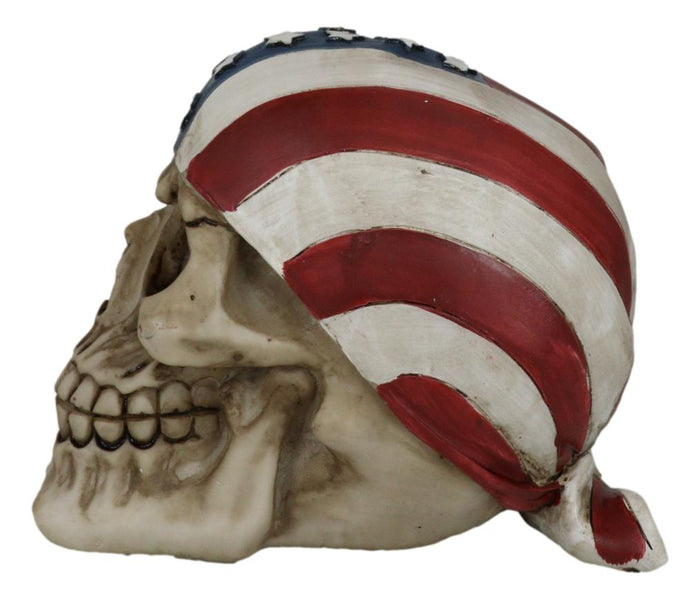 Ebros Gift Independence Day Patriotic US Flag Stars And Stripes Skull Bandana Figurine