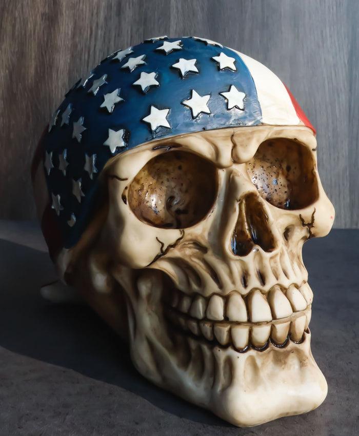 ebros gift Independence Day Patriotic US Flag Stars And Stripes Skull Bandana Figurine