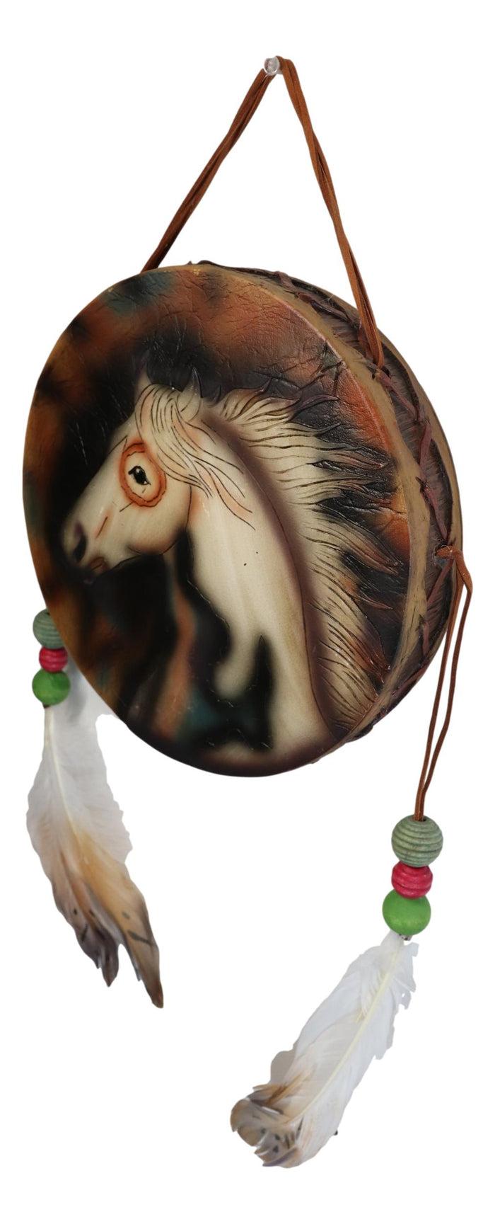 Ebros Gift Indian Dreamcatcher Drum Shield With Tribal Medicine Horse Wall Decor Sculpture