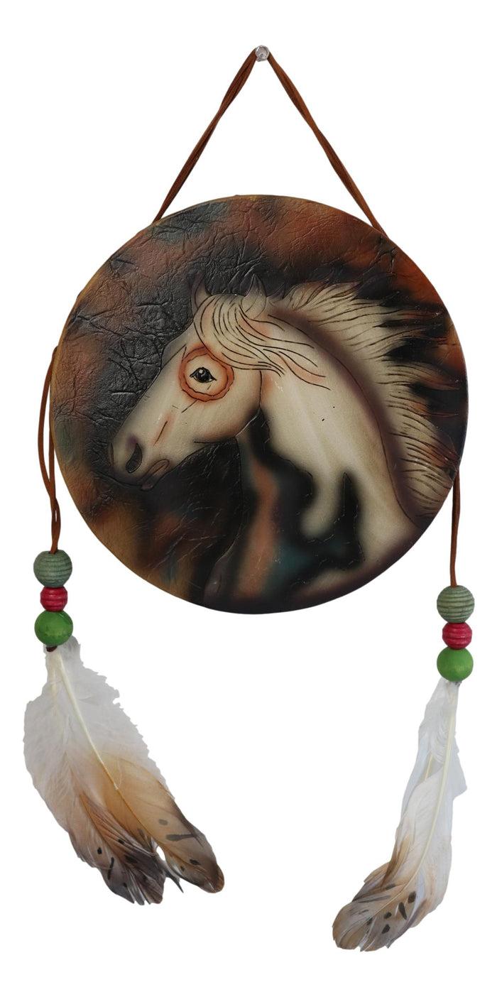 Ebros Gift Indian Dreamcatcher Drum Shield With Tribal Medicine Horse Wall Decor Sculpture
