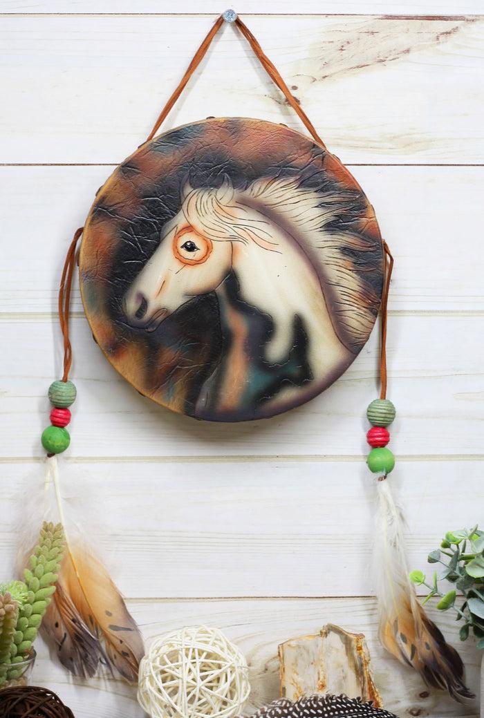ebros gift Indian Dreamcatcher Drum Shield With Tribal Medicine Horse Wall Decor Sculpture