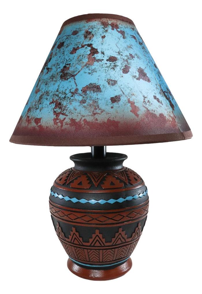 Ebros Gift Indian Tribal Southwest Navajo Vector Brown Petite Vase Table Lamp With Shade