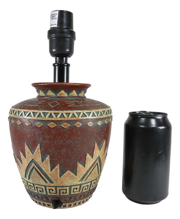 Ebros Gift Indian Tribal Southwest Navajo Vector Red Petite Vase Table Lamp W/ Burlap Shade