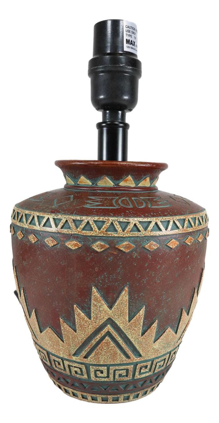 Ebros Gift Indian Tribal Southwest Navajo Vector Red Petite Vase Table Lamp W/ Burlap Shade