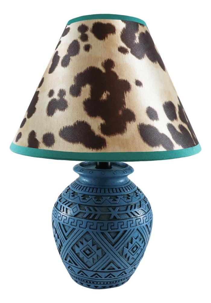 Ebros Gift Indian Tribal Southwest Navajo Vector Turquoise Petite Vase Table Lamp W/ Shade