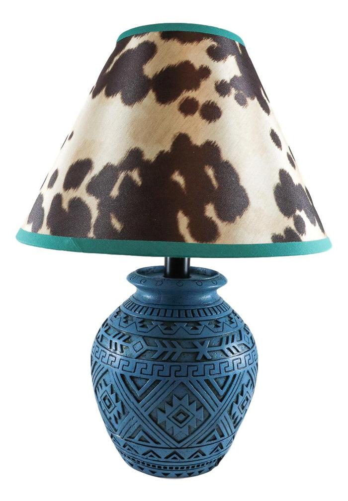 Ebros Gift Indian Tribal Southwest Navajo Vector Turquoise Petite Vase Table Lamp W/ Shade