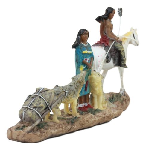 Ebros Gift Indigenous Native American Indian Family With Horse And Wolves Migration Statue