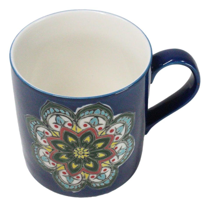 Ebros Gift Indigo Ajna Eye Brow Chakra Zen Flower Of Life Mandala Circle Ceramic Mug Cup