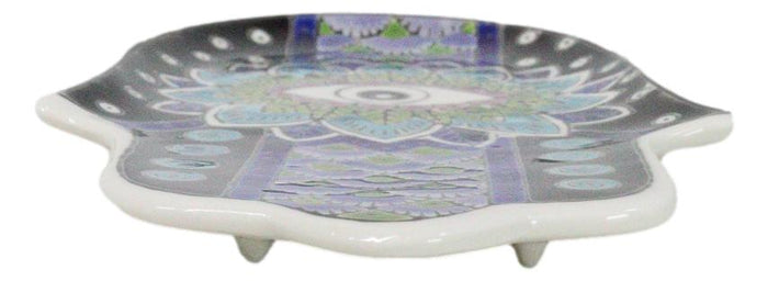 Ebros Gift Indigo Chakra Hamsa Palm Mandala And Evil Eye Ceramic Dish Brass Incense Holder