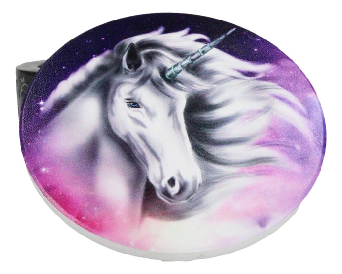 Ebros Gift Indigo Night Sky Sacred Unicorn Floral Lace Coaster Set With 4 Ceramic Coasters